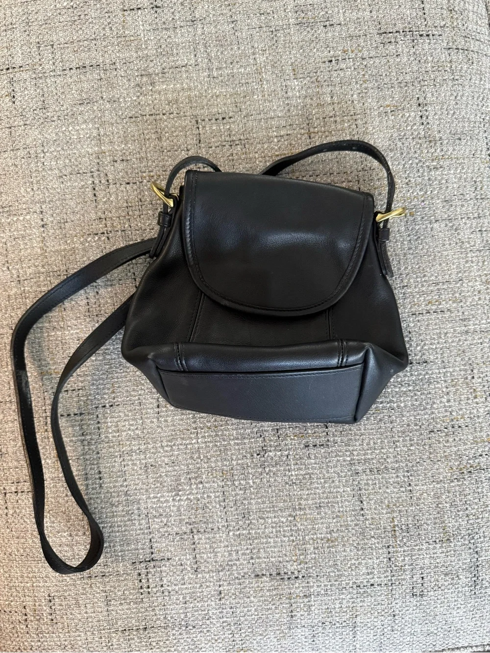 Coach Black Leather Crossbody Bag with Gold Hardware